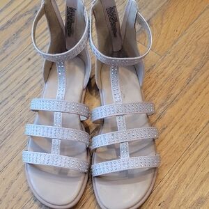 Cat & Jack Cream Sandals with Rhinestone Straps Girls Size 3